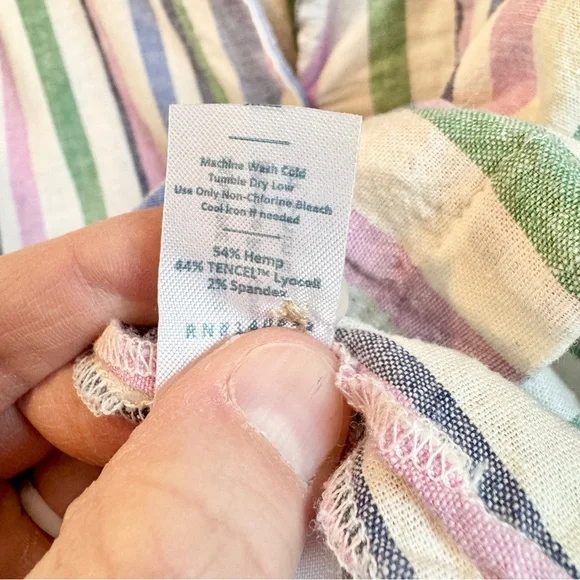 Marine Layer Lucy Resort Shirt Coastal Stripe Hemp Pastel Camp Beachy Travel XS - Picture 5 of 10